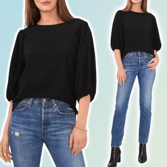 Vince Camuto Tops - NWT VINCE CAMUTO Puff Sleeve Top Sz XS Black